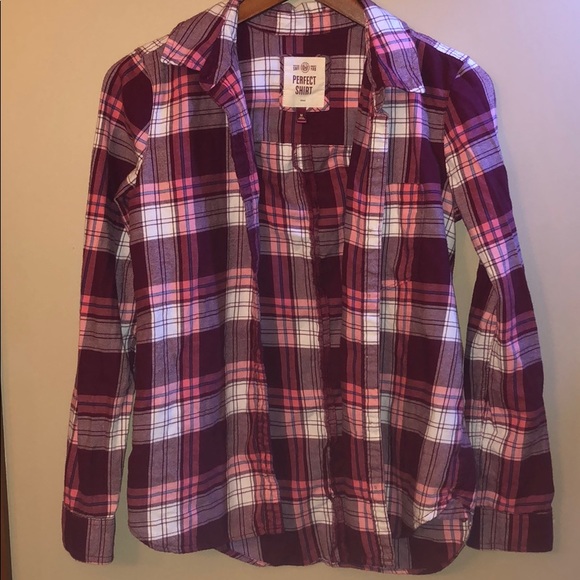 SO Tops - Pink & Maroon Flannel